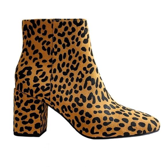 Bar III Women’s Booties Gatlin Block Heel Ankle Leopard Print Fabric Upper 5.5M - Picture 2 of 14